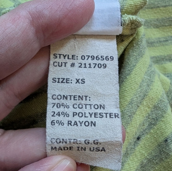 Cut Loose Tee Shirt Short Sleeves Cotton Yellow Grey Striped Top Women's size XS - Picture 9 of 11